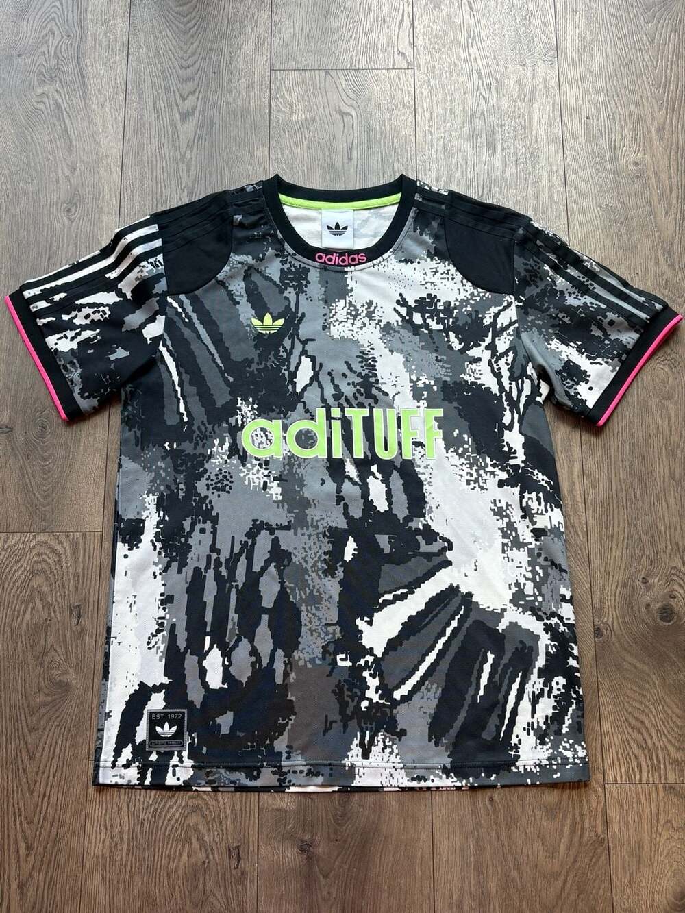 Adidas Archive All Over Print Jersey Mens M Multicolor Grey KD2351